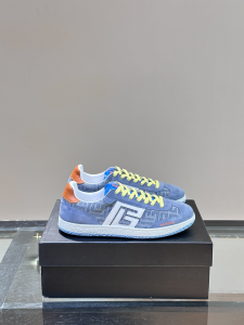 Balmain Swan Denim Blue Cotton and Suede Leather Sneakers Balmain Swan Denim Blue Cotton and Suede Leather Sneakers