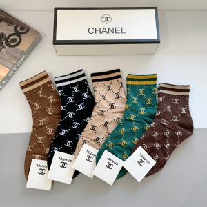 Chanel CC Logo Knitted Cotton Socks