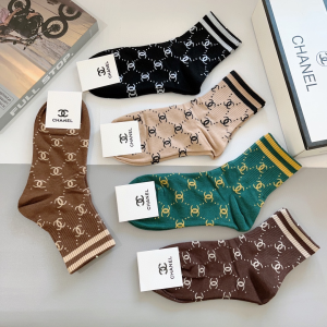 Chanel CC Logo Knitted Cotton Socks