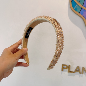 Chanel Sequins Embellished Headband Gold