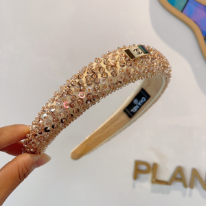 Chanel Sequins Embellished Headband Gold