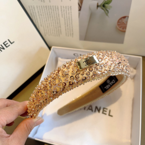 Chanel Sequins Embellished Headband Gold
