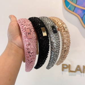 Chanel Sequins Embellished Headband Pink