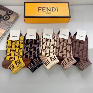 Fendi FF Logo Knitted Cotton Socks
