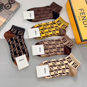 Fendi FF Logo Knitted Cotton Socks