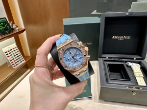 Audemars Piguet Royal Oak Offshore Diamonds Quartz Watch Rose Gold Blue 37MM Audemars Piguet Royal Oak Offshore Diamonds Quartz Watch Rose Gold Blue 37MM