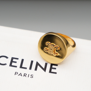 Celine Triomphe Signet Rings Yellow Gold