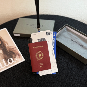 Balenciaga Mens Passport Leather Phone Holder Red Balenciaga Mens Passport Leather Phone Holder Red