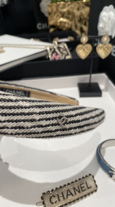 Chanel CC Black White Wool Headband