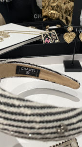 Chanel CC Black White Wool Headband