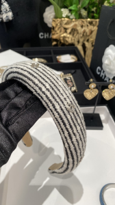 Chanel CC Black White Wool Headband