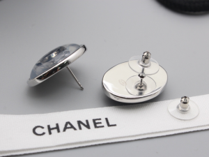 Chanel CC Oval Earrings Navy Blue