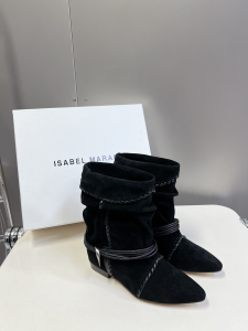 Isabel Marant Black Suede Leather Edrika Low Heels Ankle Boots Isabel Marant Black Suede Leather Edrika Low Heels Ankle Boots