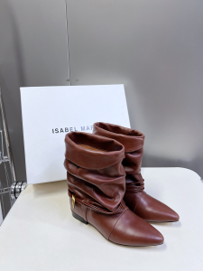 Isabel Marant Dark Brown Leather Edrika Low Heels Ankle Boots Isabel Marant Dark Brown Leather Edrika Low Heels Ankle Boots