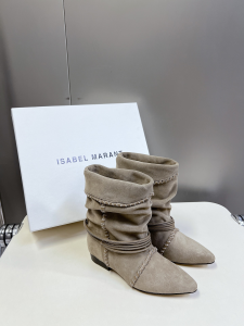 Isabel Marant Light Grey Suede Leather Edrika Low Heels Ankle Boots Isabel Marant Light Grey Suede Leather Edrika Low Heels Ankle Boots