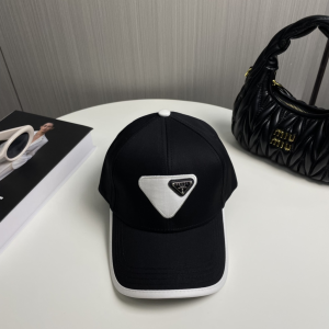 Prada Milano Cotton Baseball Cap Hat Black