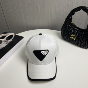 Prada Milano Cotton Baseball Cap Hat White