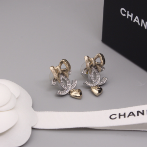 Chanel CC Logo Bowknot Earrings