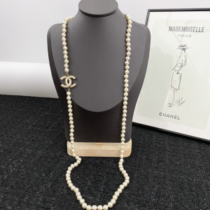 Chanel CC Logo Pearls Long Necklaces