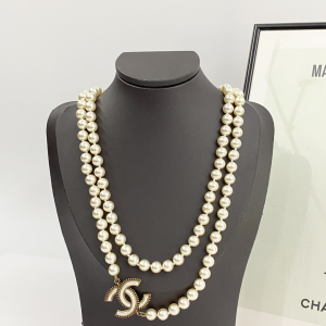 Chanel CC Logo Pearls Long Necklaces