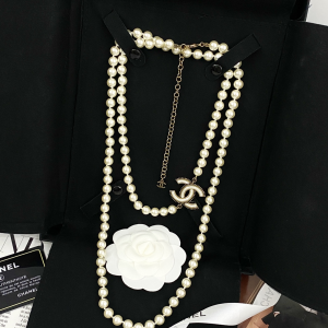 Chanel CC Logo Pearls Long Necklaces