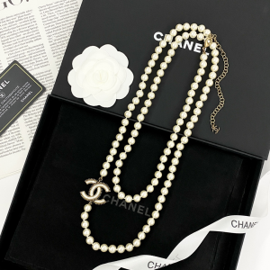 Chanel CC Logo Pearls Long Necklaces