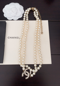 Chanel CC Logo Pearls Long Necklaces