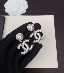 Chanel CC Logo Pendant Earrings