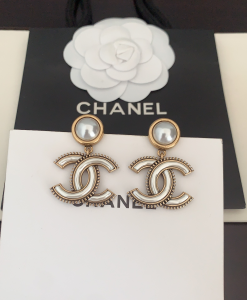Chanel CC Logo Pendant Earrings