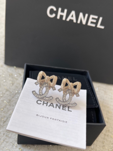 Chanel CC Logo Bowknot Earrings