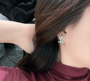 Chanel CC Logo Bowknot Earrings