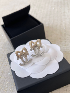 Chanel CC Logo Bowknot Earrings