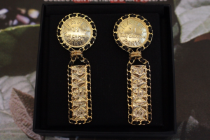 Chanel Metal and Leather Earrings