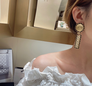 Chanel Metal and Leather Earrings