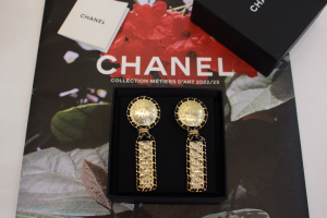 Chanel Metal and Leather Earrings