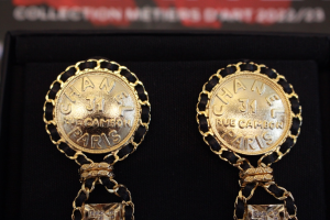 Chanel Metal and Leather Earrings