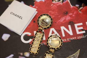 Chanel Metal and Leather Earrings
