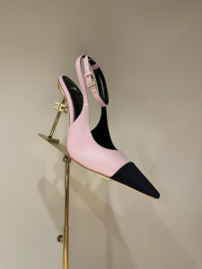 Elisabetta Franchi Sculpted Heel Nappa Leather Slingback Pump Pink 105MM Elisabetta Franchi Sculpted Heel Nappa Leather Slingback Pump Pink 105MM