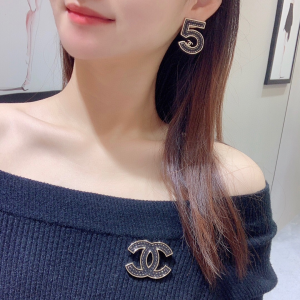 Chanel CC Logo Black Leather Brooch