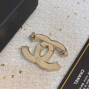 Chanel CC Logo Black Leather Brooch