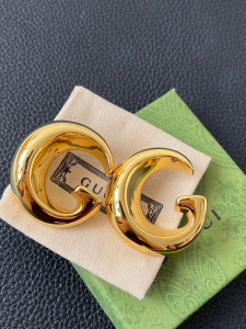 Gucci Gold Metal Hollow G Motif Earrings