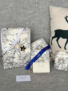 Dior Lady Jasmine Card Holder Wallet White Cannage Calfskin Dior Lady Jasmine Card Holder Wallet White Cannage Calfskin