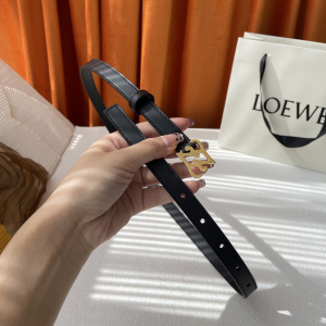 Loewe Black Leather Thin Belt 15MM