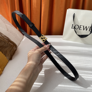 Loewe Black Leather Thin Belt 15MM