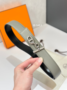 Hermes Yachting Reversible Leather Belt Grey Black 32MM Hermes Yachting Reversible Leather Belt Grey Black 32MM