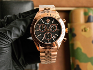 Versace Medusa Chrono Master Black Dial Watch Rose Gold 45MM Versace Medusa Chrono Master Black Dial Watch Rose Gold 45MM
