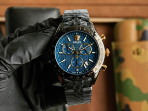 Versace Medusa Chrono Master Blue Dial Watch Black Gold 45MM Versace Medusa Chrono Master Blue Dial Watch Black Gold 45MM