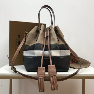 Burberry House Check Canvas Heston Bucket Bag Brown Burberry House Check Canvas Heston Bucket Bag Brown