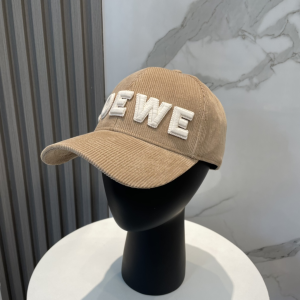 Loewe Logo Beige Velvet Baseball Cap Hat