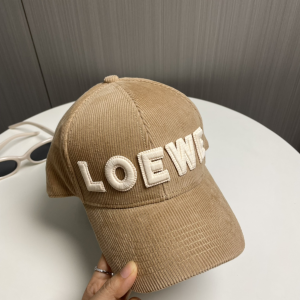 Loewe Logo Beige Velvet Baseball Cap Hat